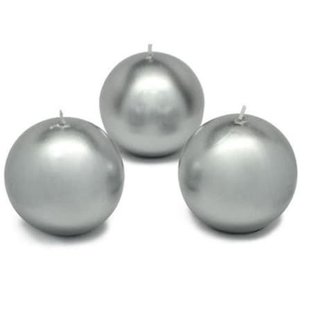 Zest Candle Zest Candle CBZ-038 3 in. Metallic Silver Ball Candles -6pc-Box CBZ-038
